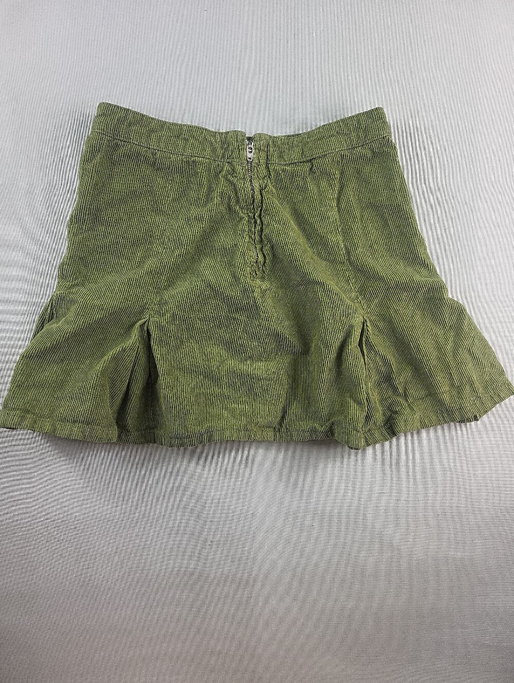 Y2K Corduroy Mini Skirt Green Size S Grunge Indie Twee Academia Preppy